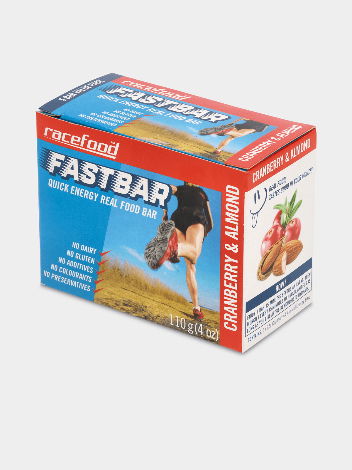 Racefood Fastbar Cranberry Almond Quick Energy Real Food Bar 5-Pack for Performance