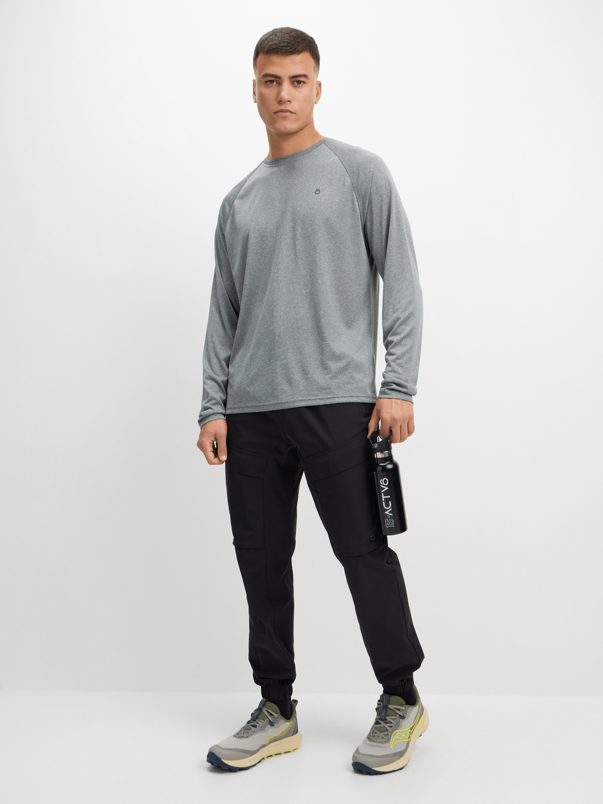 TS Men&#39;s Legacy Gray Melange Performance Long Sleeve Tee - Stay Cool, Protected