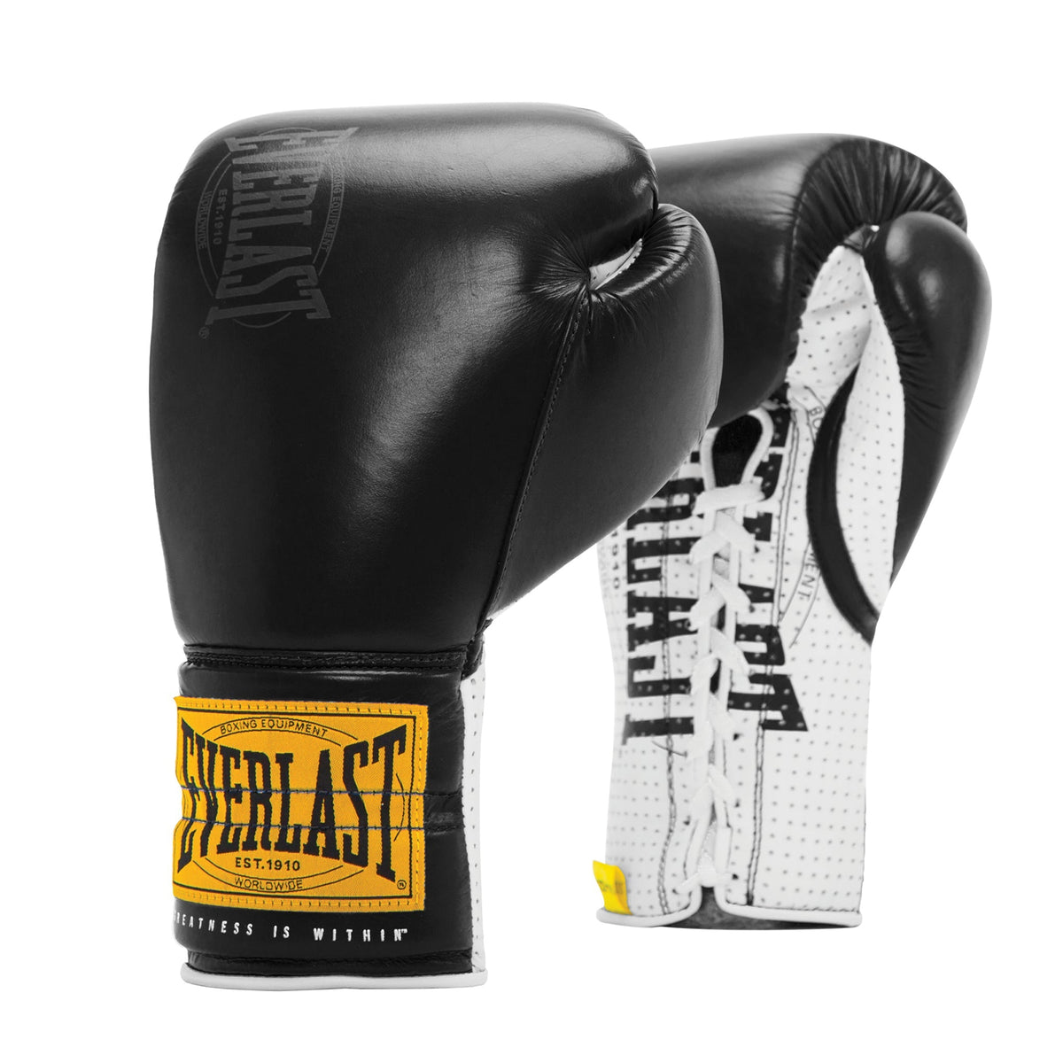 1910 PRO SPARRING LACED LEATHER TRAINING GLOVES - BLACK &amp; WHITE
