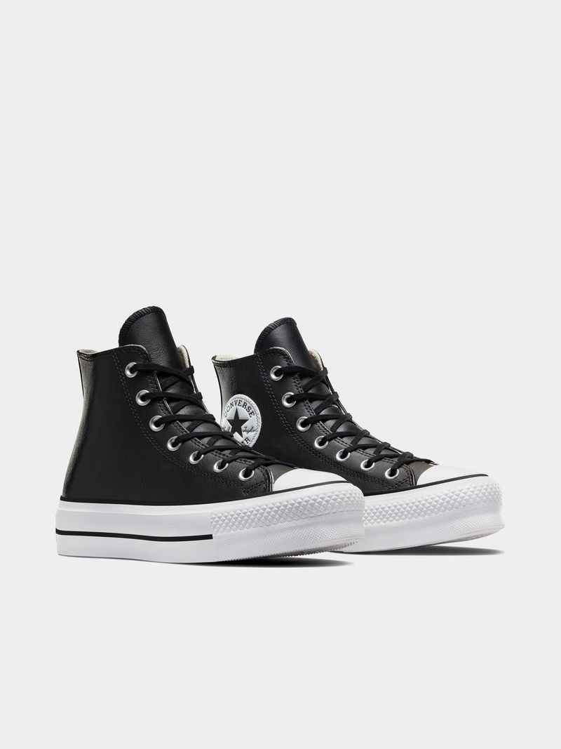Women's Converse All Star Lift Leather Hi-Top Black Sneakers - Platform Comfort