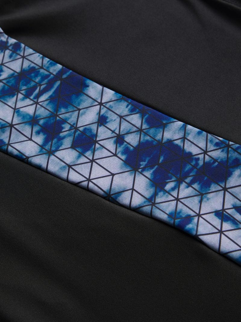 Men's Performance Panel Swim Jammer with Geometric Print, Quick-Dry, Comfortable Fit