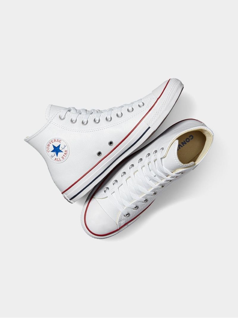 Iconic Men&#39;s White Leather Converse All Star Hi-Top Sneakers