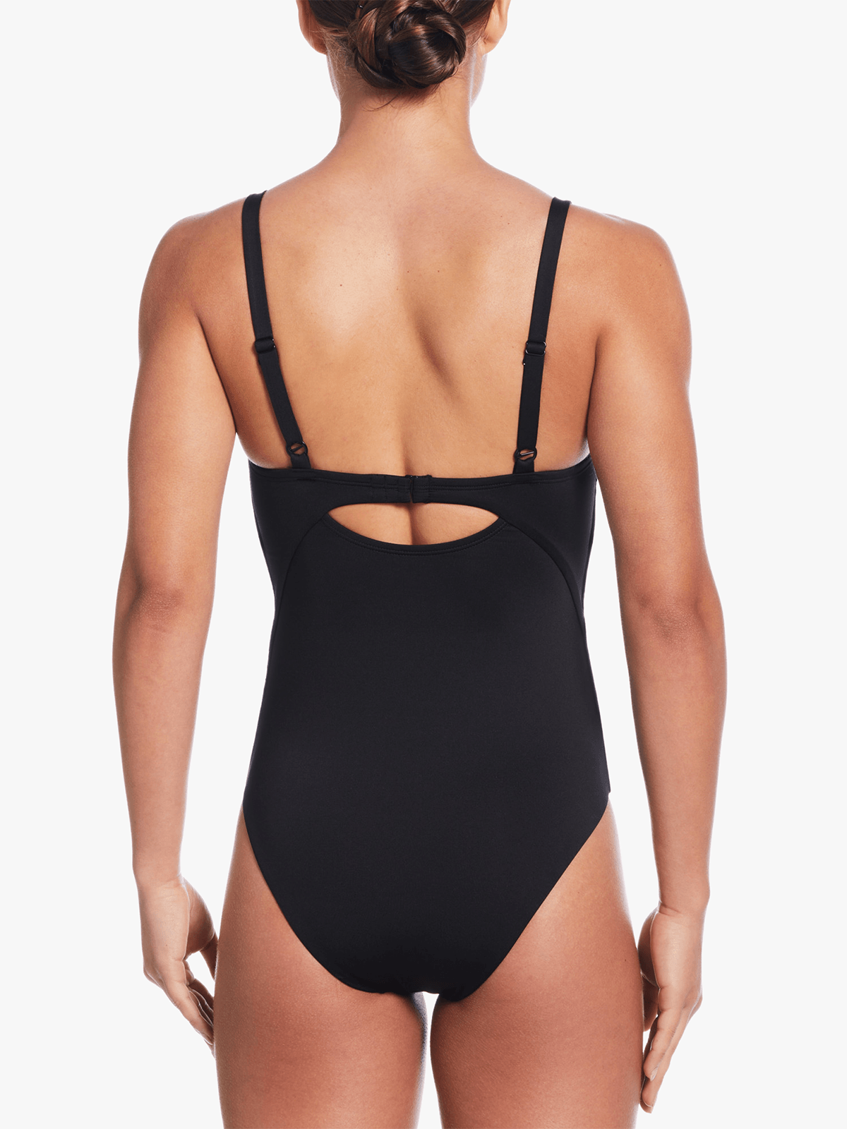 Nike Women's Essential V-Neck Black One-Piece Swimsuit with Adjustable Straps