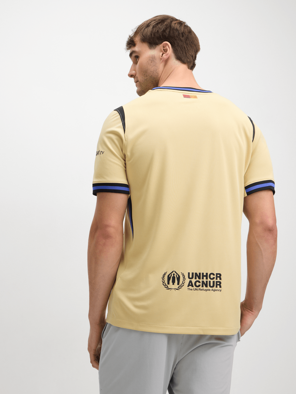 Nike Men&#39;s Barcelona Away 25/26 Gold Purple Black Stadium Soccer Jersey