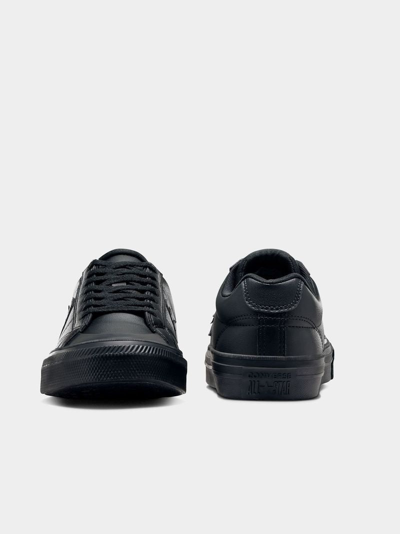 Converse Men&#39;s Sport Casual Faux Leather Black Sneakers for Everyday Style