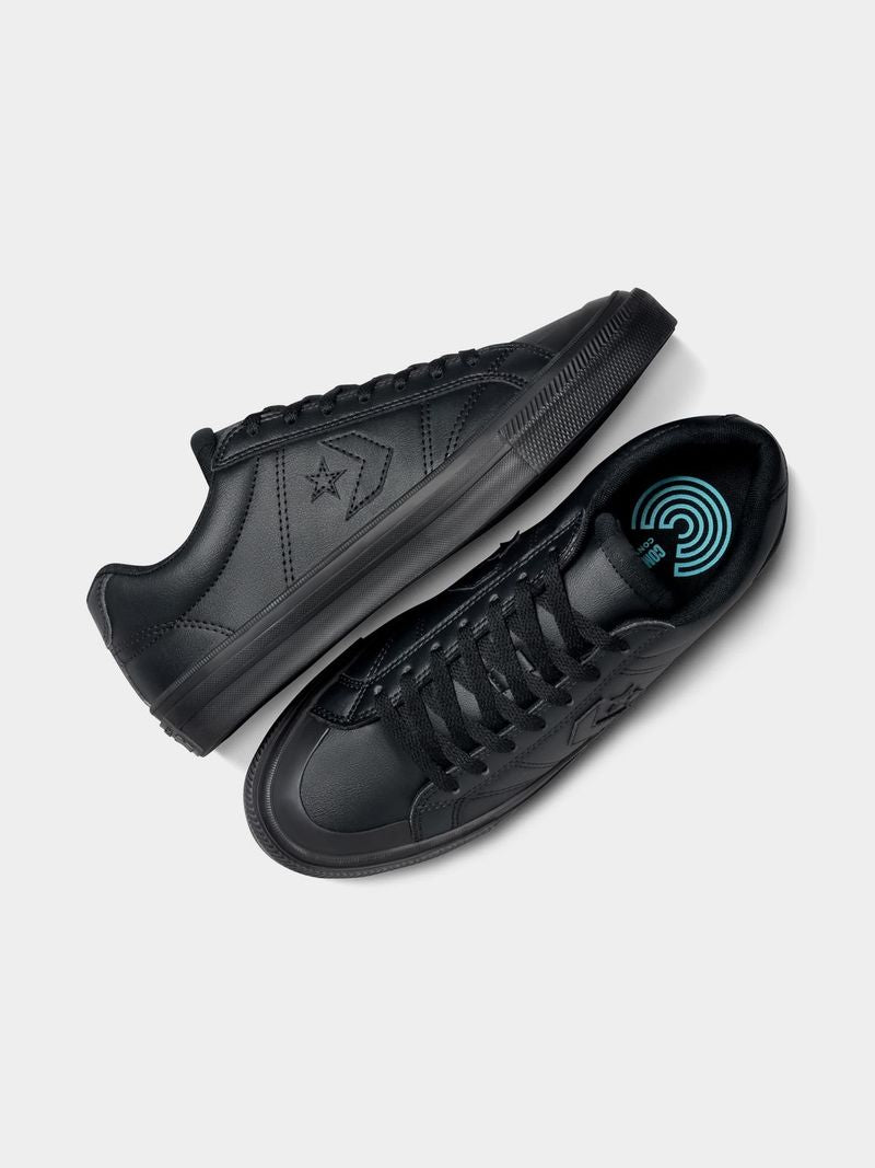 Converse Men&#39;s Sport Casual Faux Leather Black Sneakers for Everyday Style