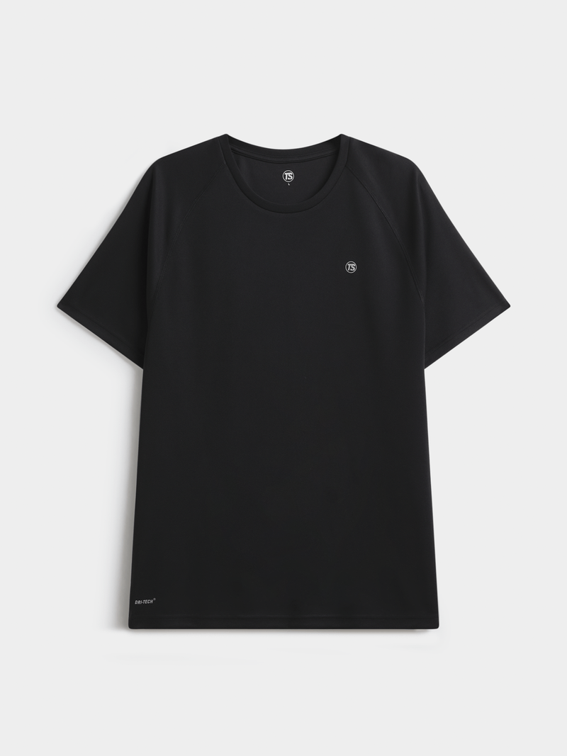 Men's Dri-Tech Black Performance T-Shirt: Moisture-Wicking, Reflective, Chafe-Reducing Activewear Top