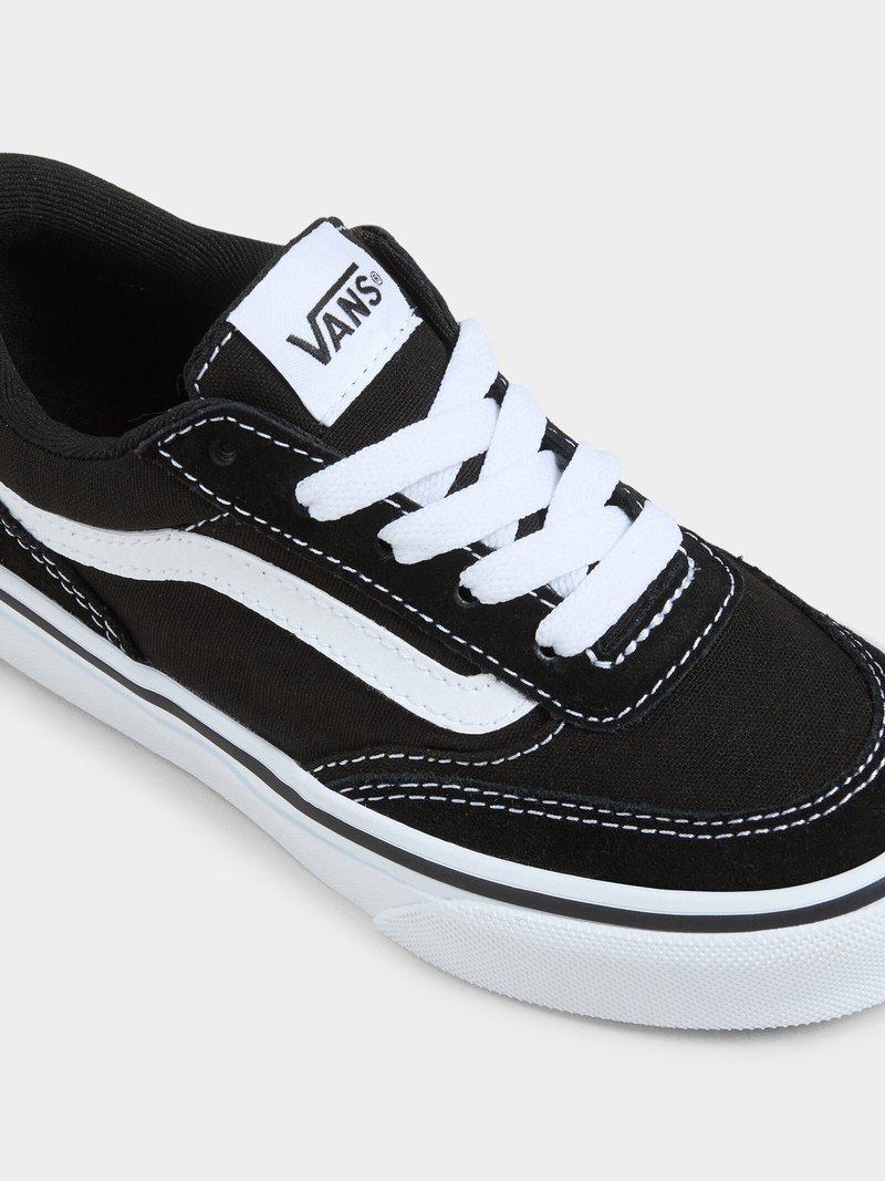 Vans Junior Pre-School Brooklyn Black/White Canvas Sneakers - Classic Low-Top Style