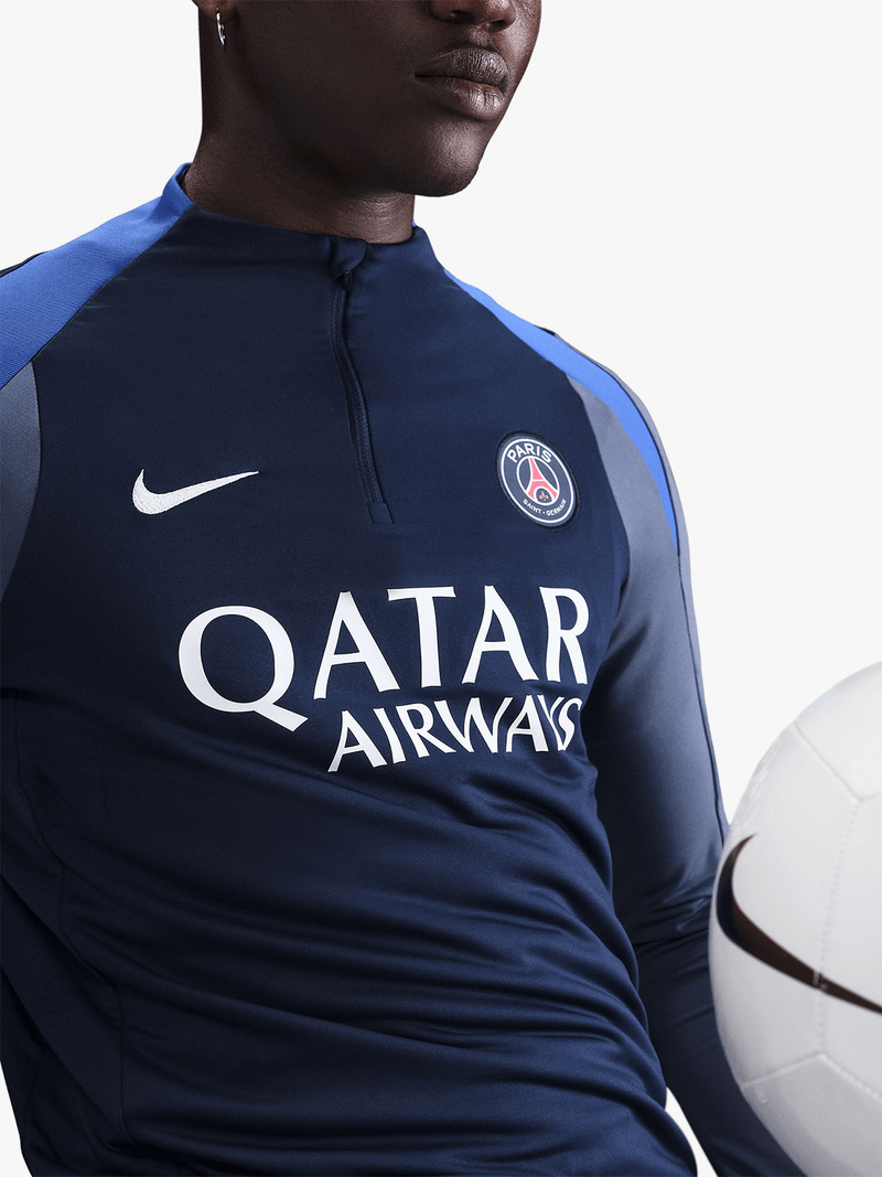 Nike Men&#39;s PSG Dri-Fit Strike Navy Soccer Training Top with Thumbholes