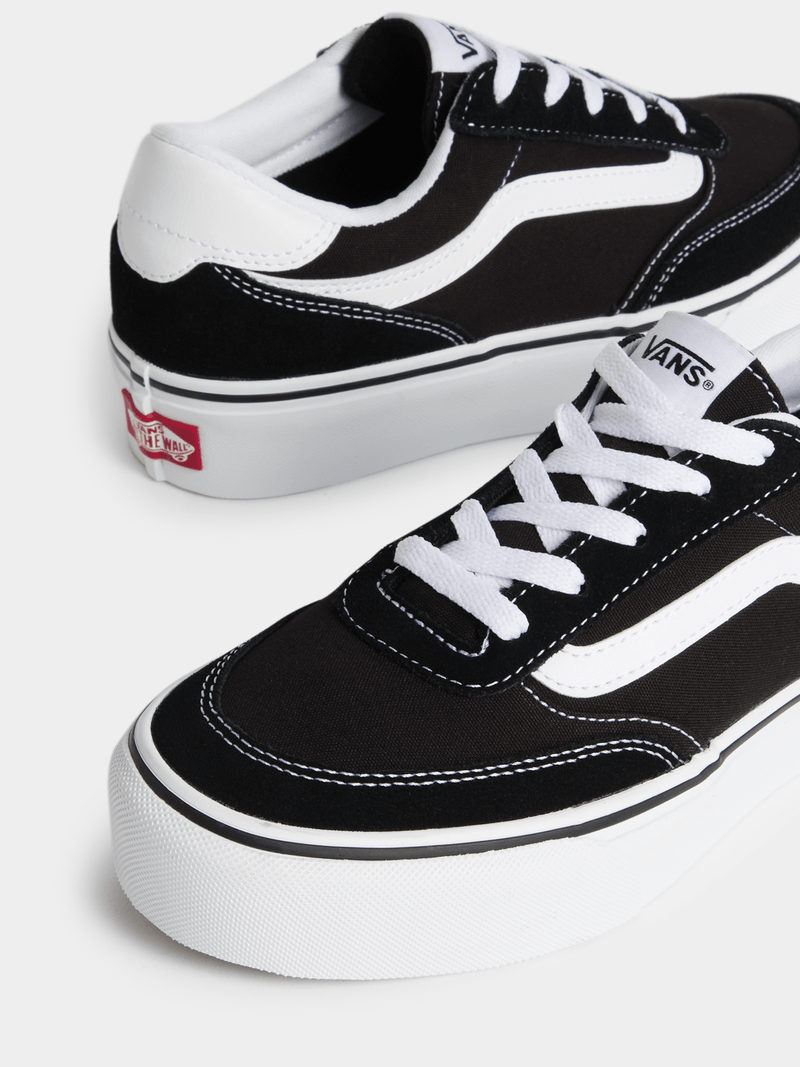Vans Women&#39;s Brooklyn LS Platform Black White Canvas Sneakers - Stylish &amp; Comfy