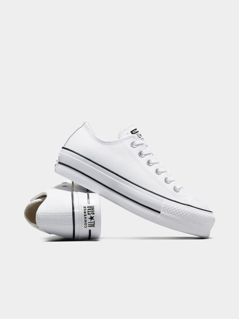 Chic Converse Women's All Star Lift Leather Platform White Sneakers