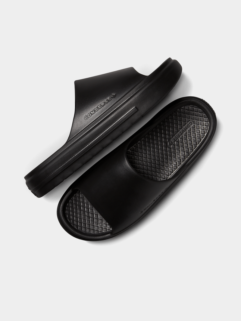 Converse Men&#39;s Essential Black Slides: Cushioned EVA Comfort, Durable Pool &amp; Beach Sandal