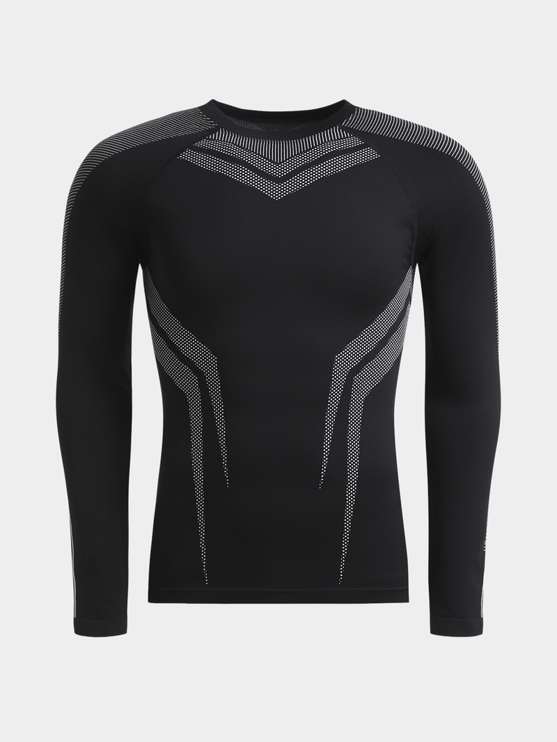 Men's Performance Black Long Sleeve Baselayer Top - Compression Athletic Shirt