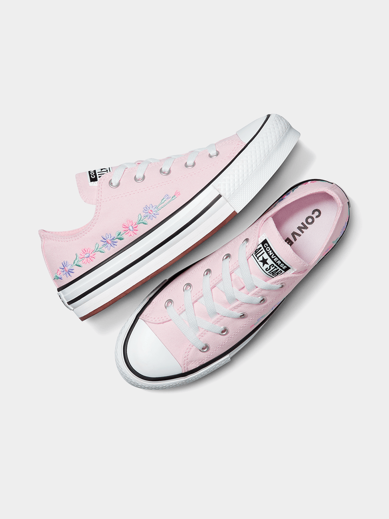Converse Junior Chuck Taylor All Star Lift Platform Floral Pink Sneakers