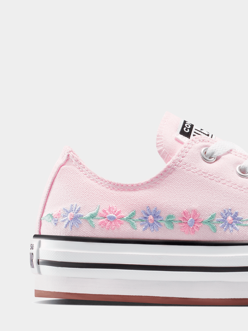 Converse Junior Chuck Taylor All Star Lift Platform Floral Pink Sneakers