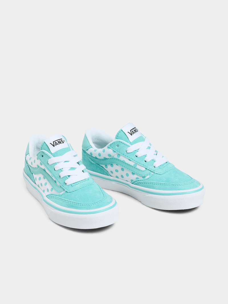Vans Junior Pre-School Mint Polkadot Low-Top Sneakers - Durable Suede Canvas Kids Shoes