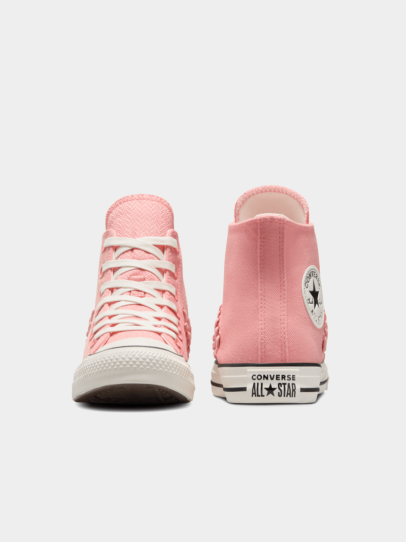 Converse Womens Chuck Taylor All Star Crafted Laces Flamingo Pink High-Top Sneakers