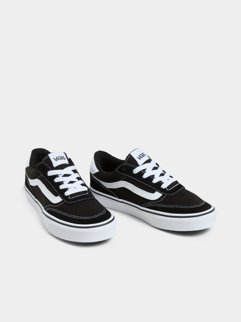 Stylish Women&#39;s Vans Brooklyn Suede Black/White Platform Casual Sneakers