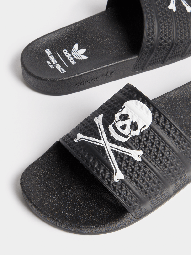 adidas Orlando Pirates Black White Slides - Comfortable Fan Footwear