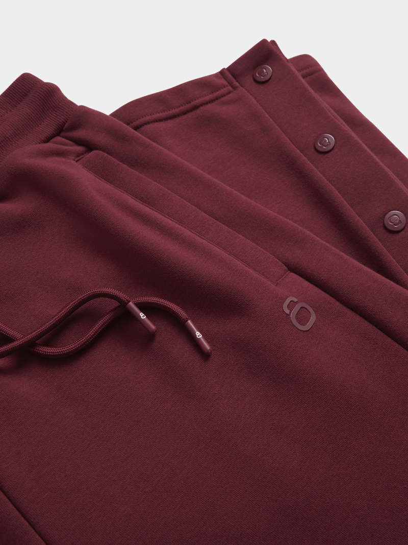 Men's Maroon Open Leg Piping Detail Fleece Joggers – Ultimate Comfort & Style