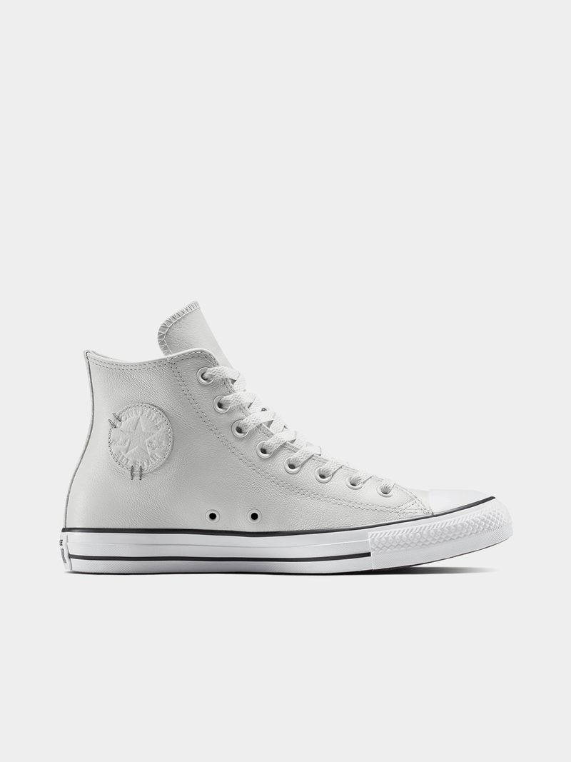 Men&#39;s Converse Chuck Taylor All Star Grey Leather High-Top Sneakers Classic Comfort