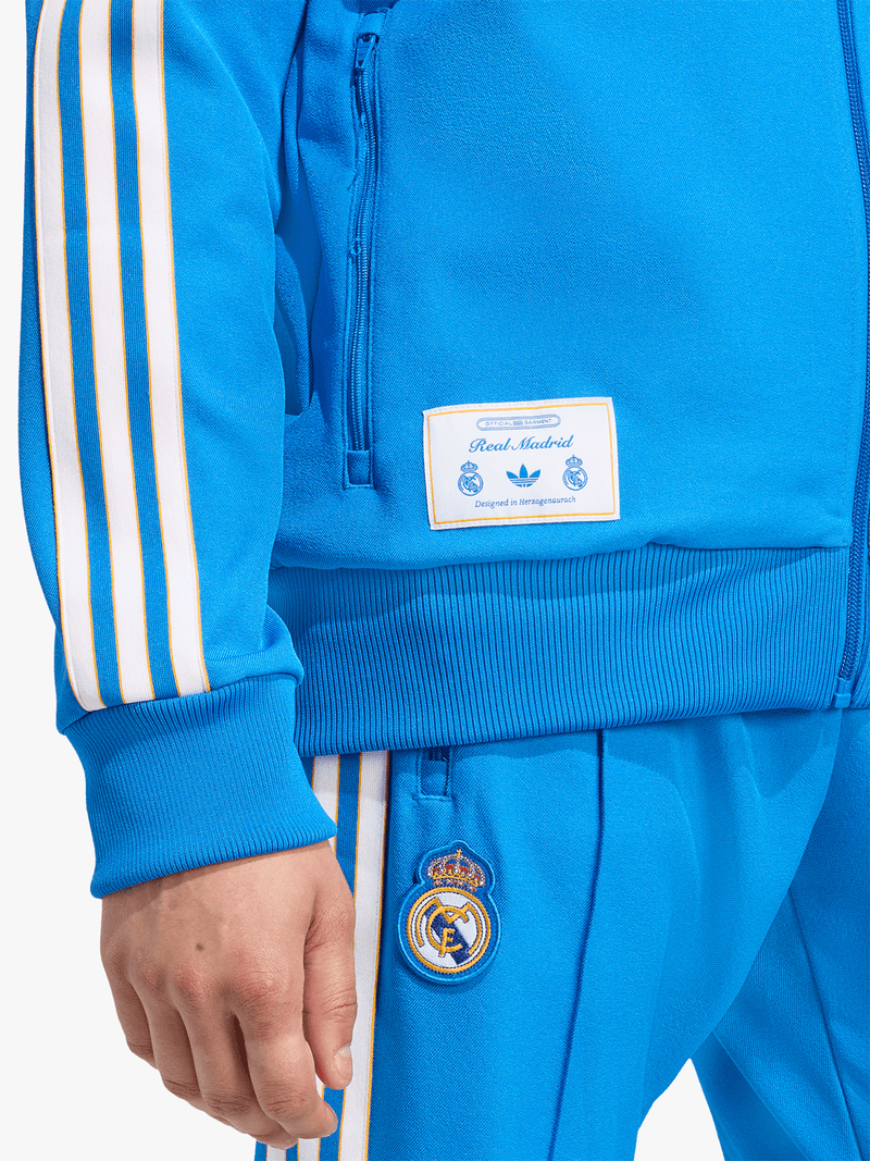 Adidas Men&#39;s Real Madrid Terrace Icons Blue Full-Zip Track Top Jacket