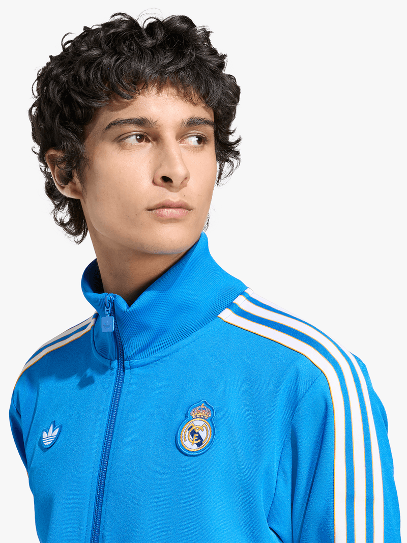 Adidas Men&#39;s Real Madrid Blue Terrace Icons Full-Zip Track Top