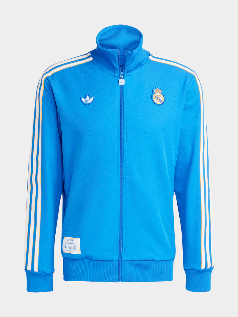 Authentic Adidas Men&#39;s Real Madrid Blue Track Top Jacket - Classic Terrace Style