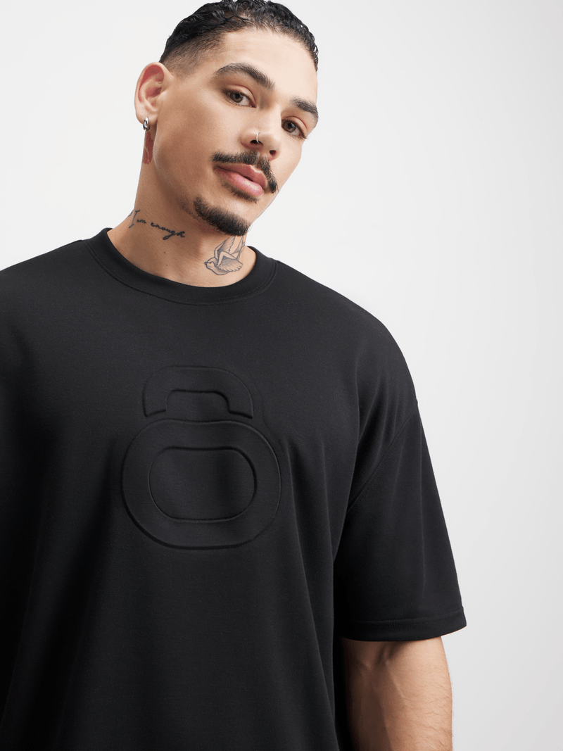 Men&#39;s Premium Tonal Black Tee - Durable Interlock Fabric for Training