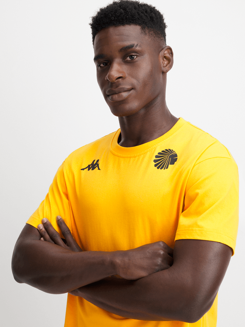 Kappa Men's Kaizer Chiefs Amemod Yellow Short Sleeve Cotton Fan Tee