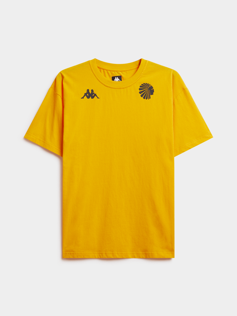 Kappa Men&#39;s Kaizer Chiefs Amemod Yellow Short Sleeve Cotton Fan Tee