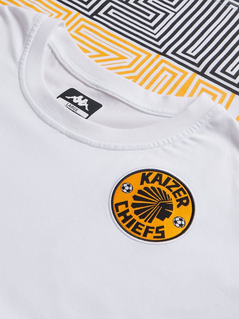 Kappa Men&#39;s Kaizer Chiefs Ametod White Tee - Official Fan Gear Cotton T-Shirt
