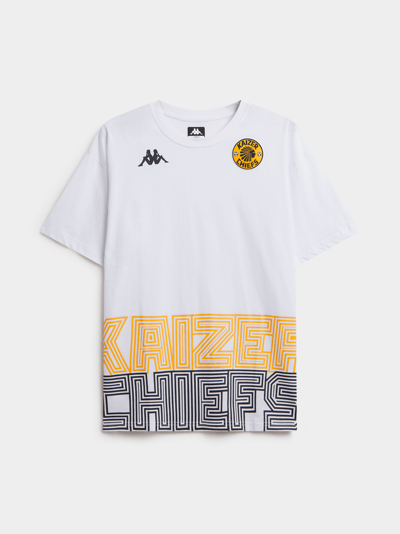 Kappa Men&#39;s Kaizer Chiefs Ametod White Tee - Official Fan Gear Cotton T-Shirt