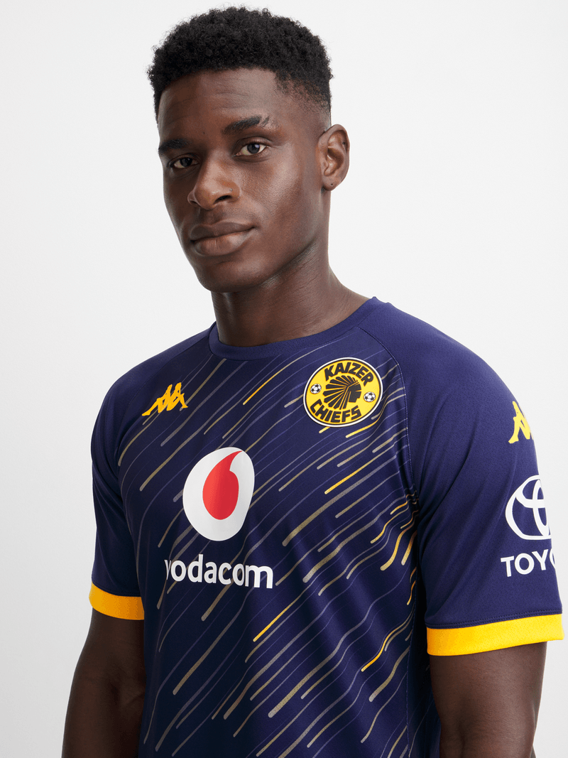 Kappa Men&#39;s Kaizer Chiefs Technical Warm Up 25/26 Blue/Yellow Soccer Jersey