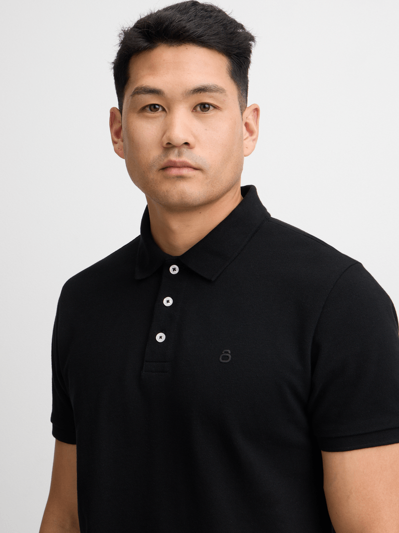 TS Men&#39;s Everyday Pique Black Golfer Shirt - Comfortable Cotton Regular Fit