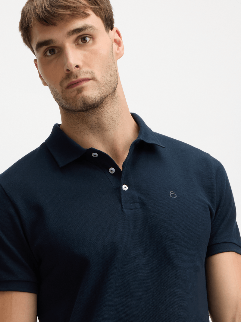 Men&#39;s Navy Pique Cotton Polo Shirt – Comfortable Everyday Golfer Top