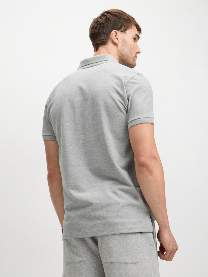 Men&#39;s Everyday Pique Polo Shirt - Comfortable Grey Melange Cotton Blend Golfer Top