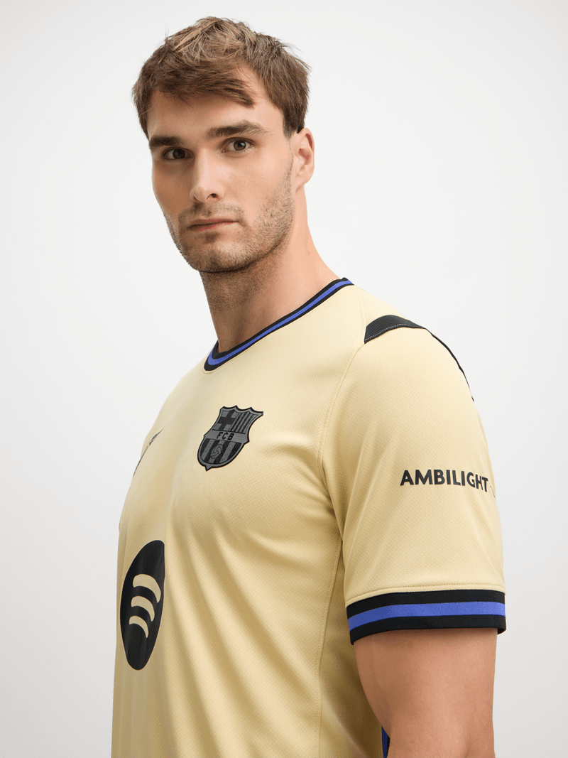Nike Men&#39;s Barcelona Away 25/26 Gold Purple Black Stadium Soccer Jersey