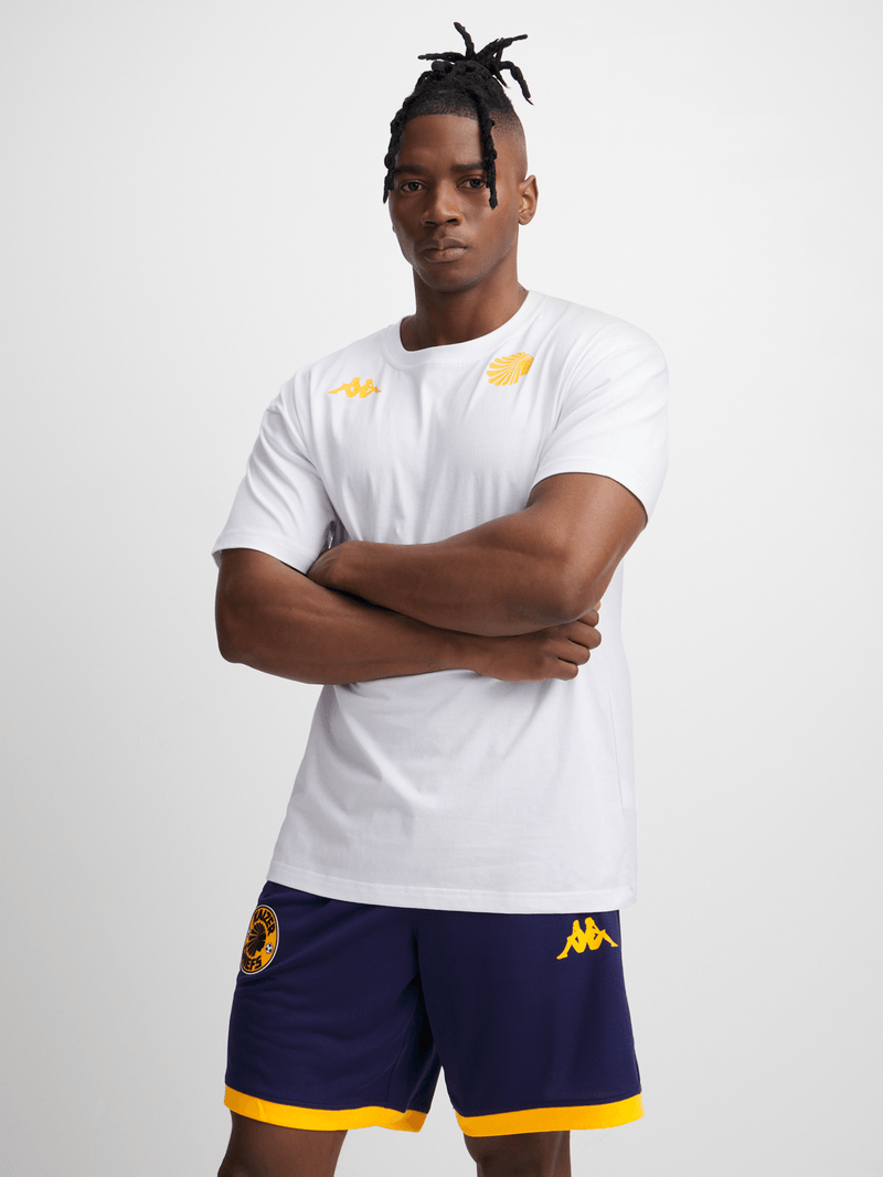 Kappa Men&#39;s Kaizer Chiefs Amemod White Athletic Cotton Crew Neck Tee