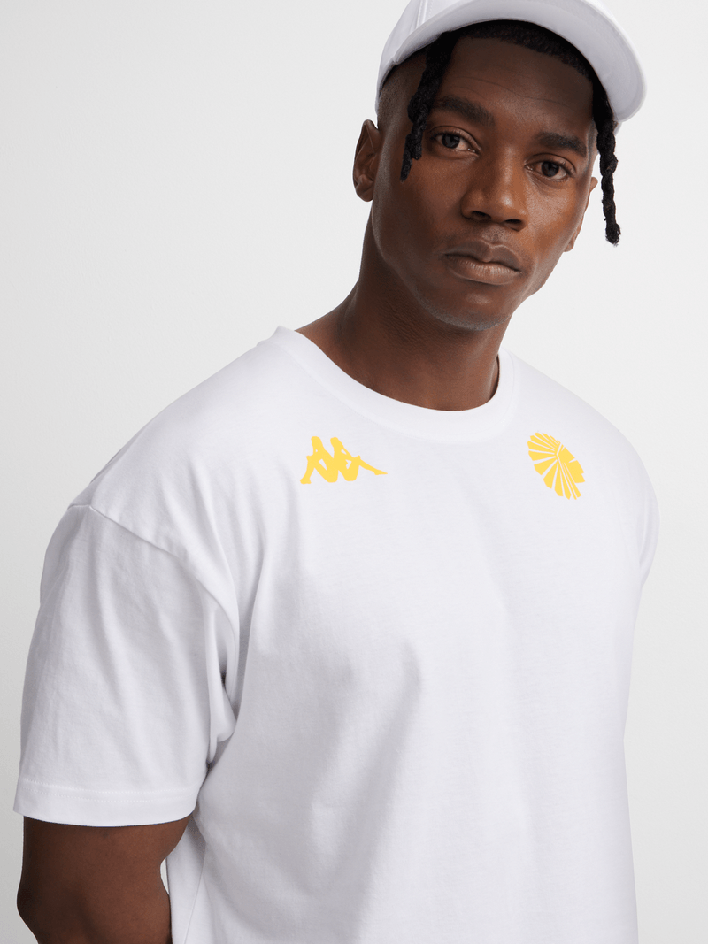 Kappa Men's Kaizer Chiefs Amemod White Athletic Cotton Crew Neck Tee