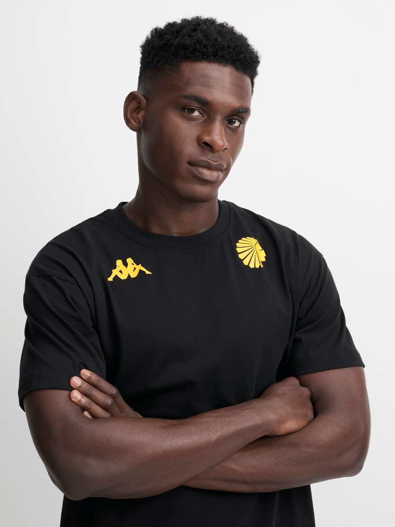 Kappa Kaizer Chiefs Amemod Black Cotton Regular Fit Short Sleeve Tee