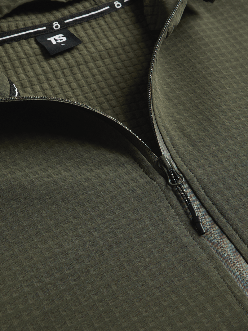 Stylish Men&#39;s Hybrid Textured Zip-Through Fatigue Jacket for Dynamic Lifestyles