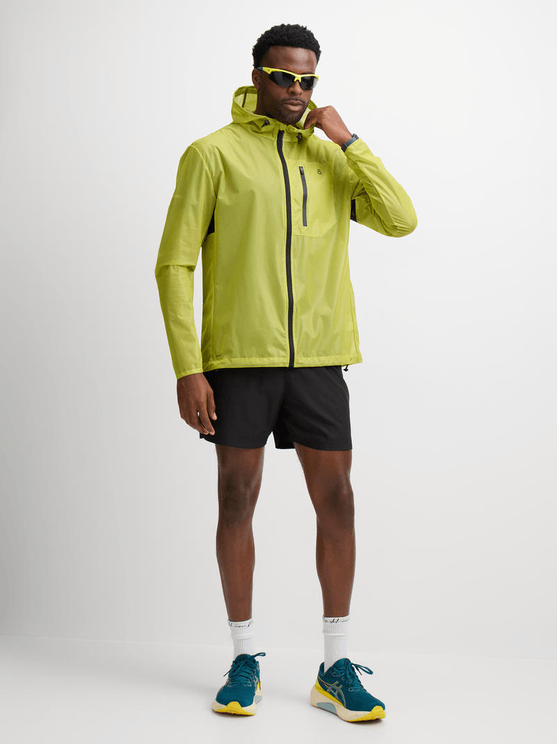 TS Men&#39;s Summit Marathon Ultralight Lime Running Jacket: Vented, Water-Resistant, Wind-Blocking