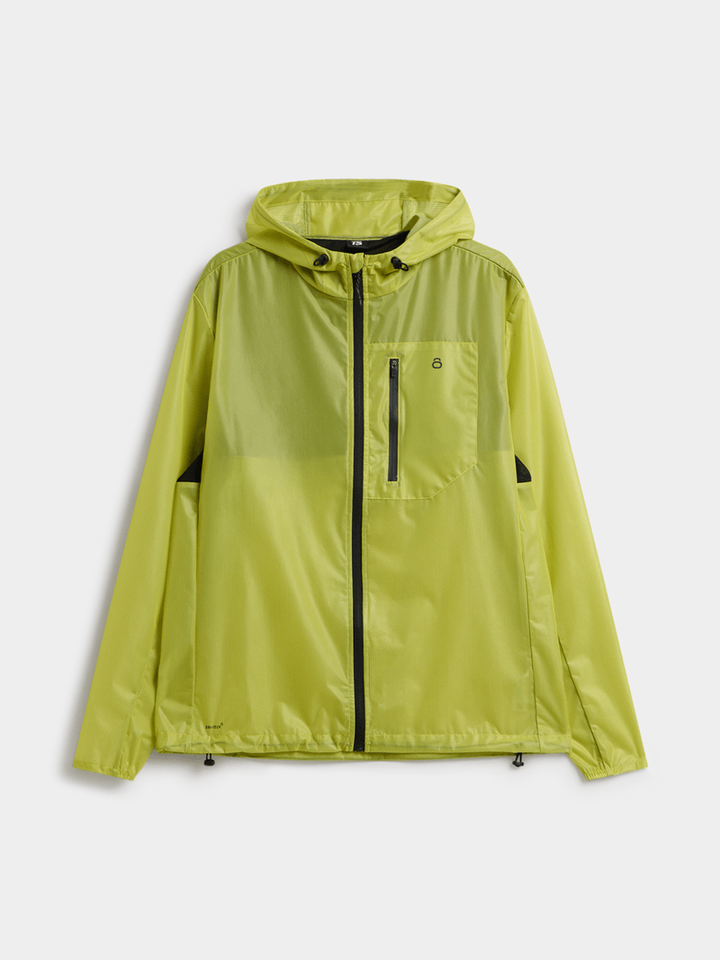 TS Men&#39;s Summit Marathon Ultralight Lime Running Jacket: Vented, Water-Resistant, Wind-Blocking