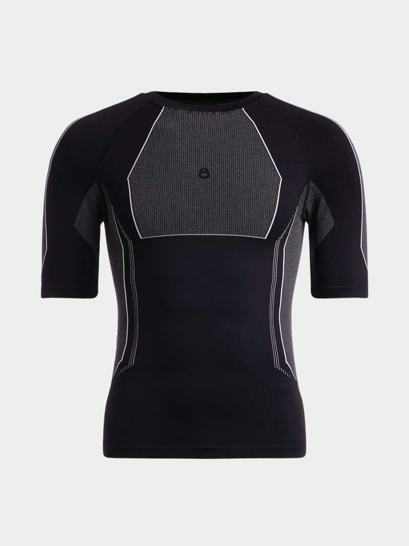 Men&#39;s Performance Short Sleeve Black Base Layer - Moisture-Wicking Compression Top