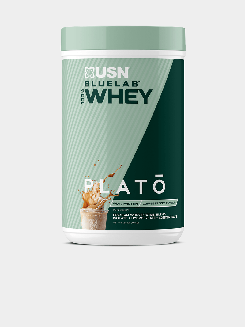 USN Plato BlueLab 100% Whey Protein Powder, Coffee Freezo, 704g Tub