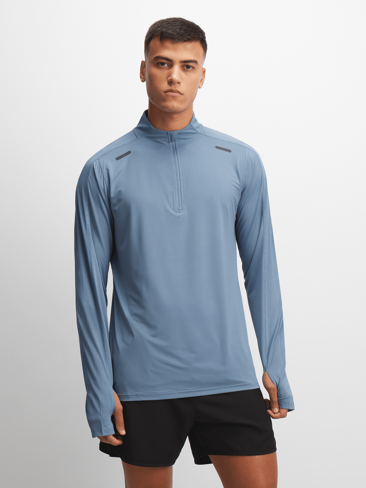 TS Men&#39;s Dri-Tech 1/4 Zip Periwinkle Funnel Neck Sweat Top