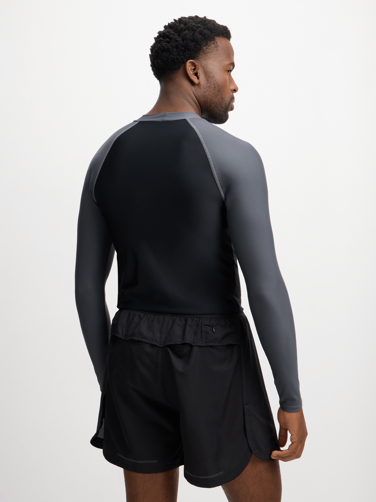 Adventure-Ready Men's Long Sleeve Grey/Black Rash Vest - UV & Anti-Chafe