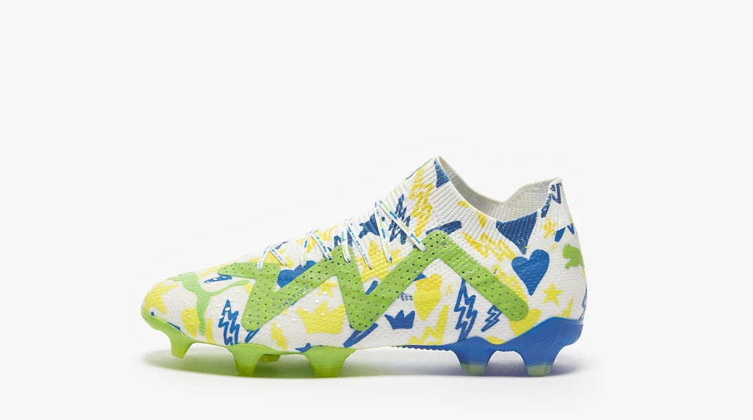 FUTURE ULTIMATE FG NEYMAR JR - White Racing Blue/Lemon Meringue/Parakeet Green