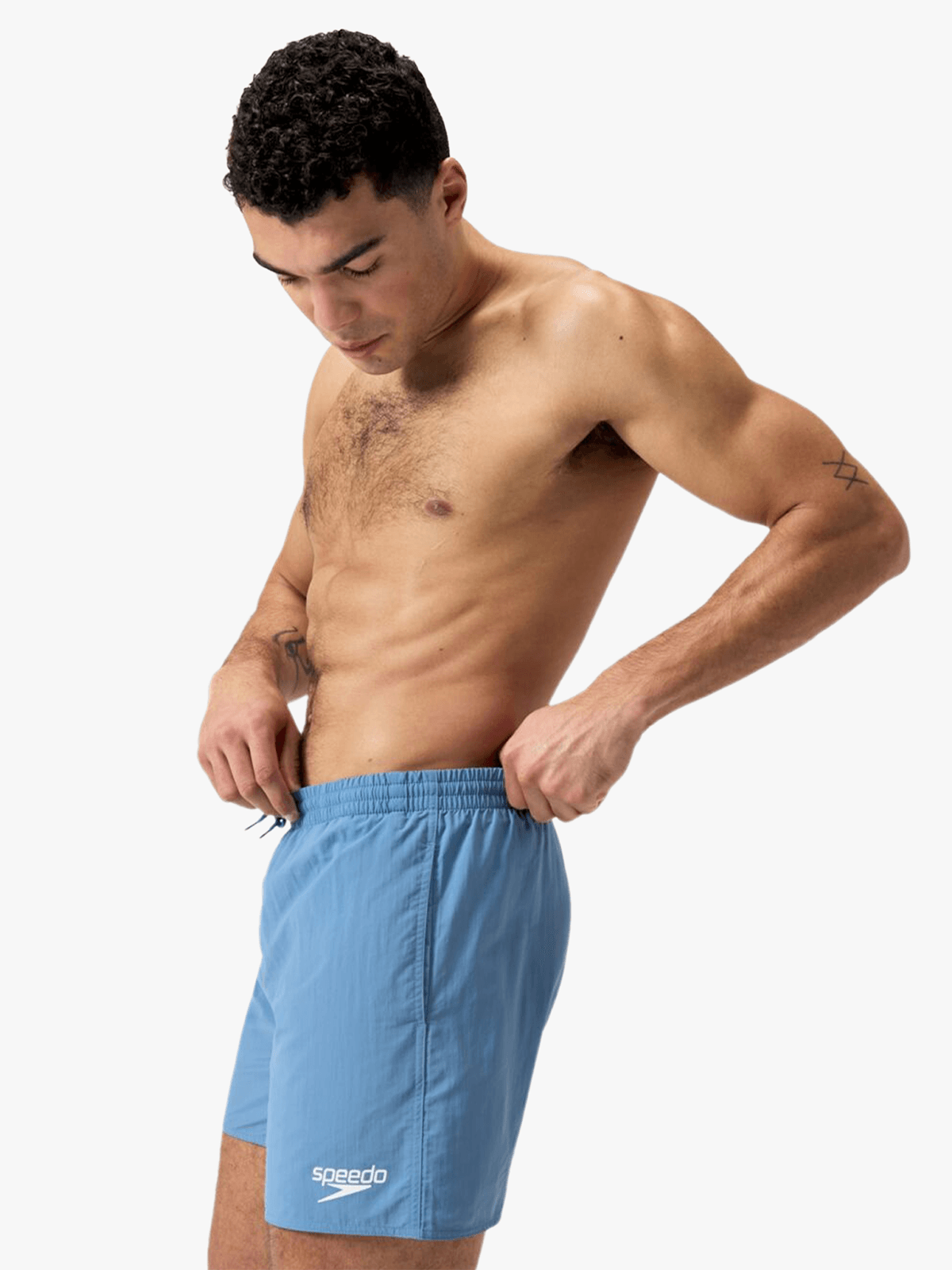 Speedo Men&#39;s Essentials 16-Inch Washed Blue Recycled Quick-Dry Watershorts with Pockets